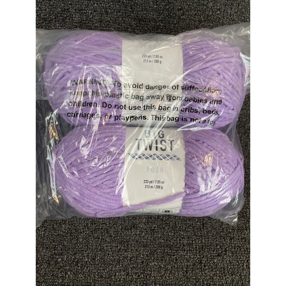 Lot Of 2 Big Twist Posh Ube Milk Tea 233yd 7.05oz Skeins Bulky (5) Yarn